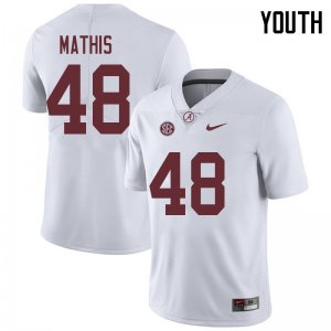 NCAA Youth Alabama Crimson Tide #48 Phidarian Mathis Stitched College 2018 Nike Authentic White Football Jersey VX17V37KG